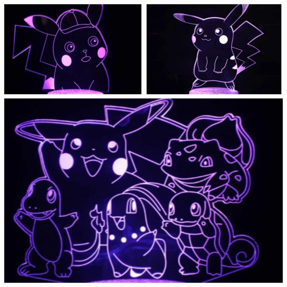 Pokemon Go 3D LED Lamp Colour Change Night light Table Lamp 3 Plates